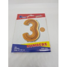 Number 3 Yellow Balloon 100 Cm