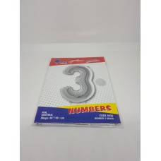 Ball Number 3 Silver 100 Cm